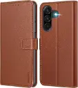 Etui portefeuille 6,6" - Etui portefeuille BRUN à rabat en cuir de qualité supérieure - Galaxy A26 5G  
