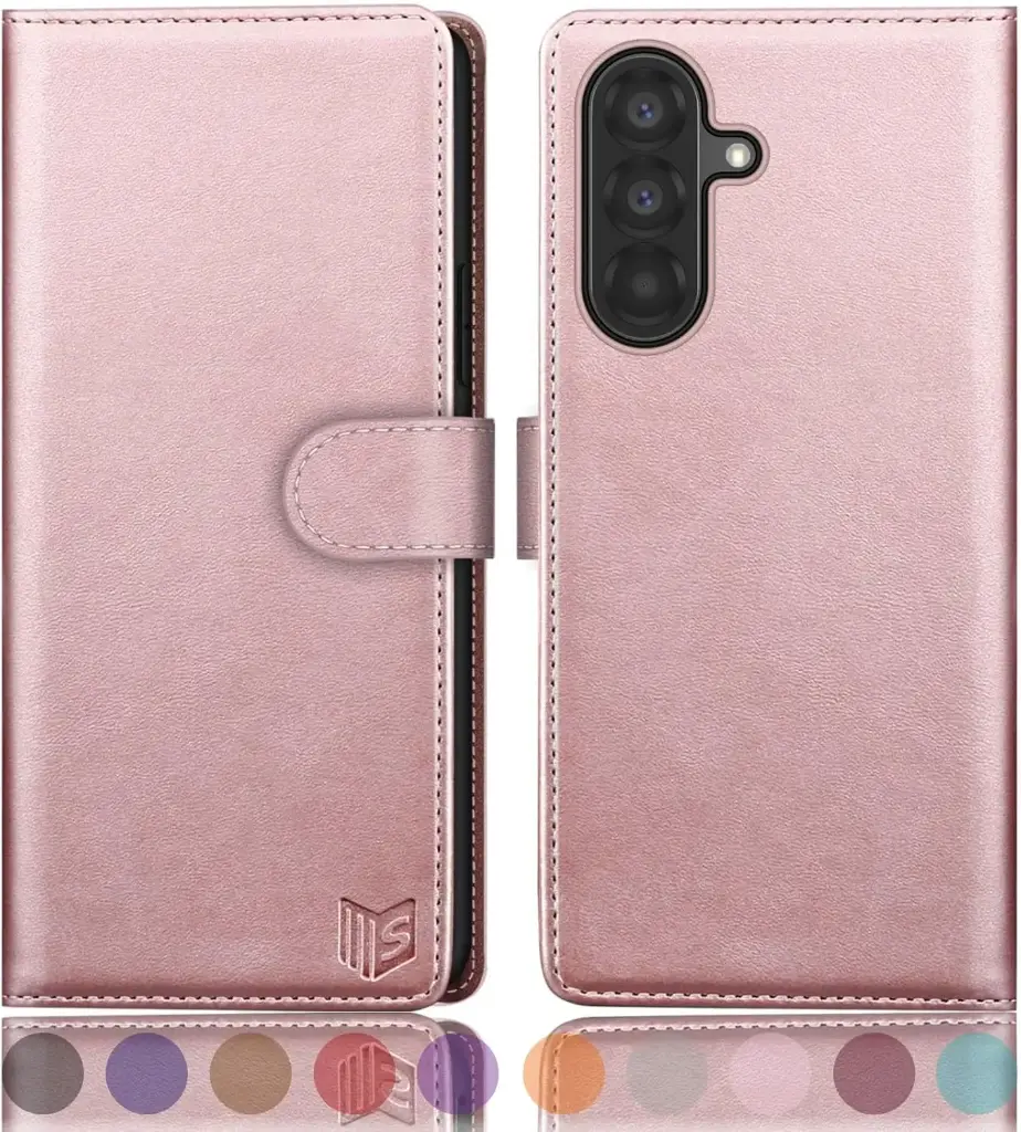 Etui portefeuille Galaxy A36 5G - Etui portefeuille ROSE à rabat en cuir de qualité supérieure 